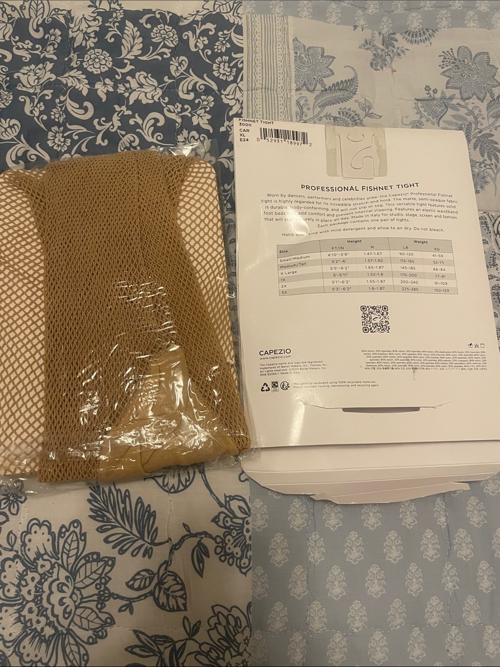 BNWT Capezio Professional Fishnet Seamless Tights, size XL